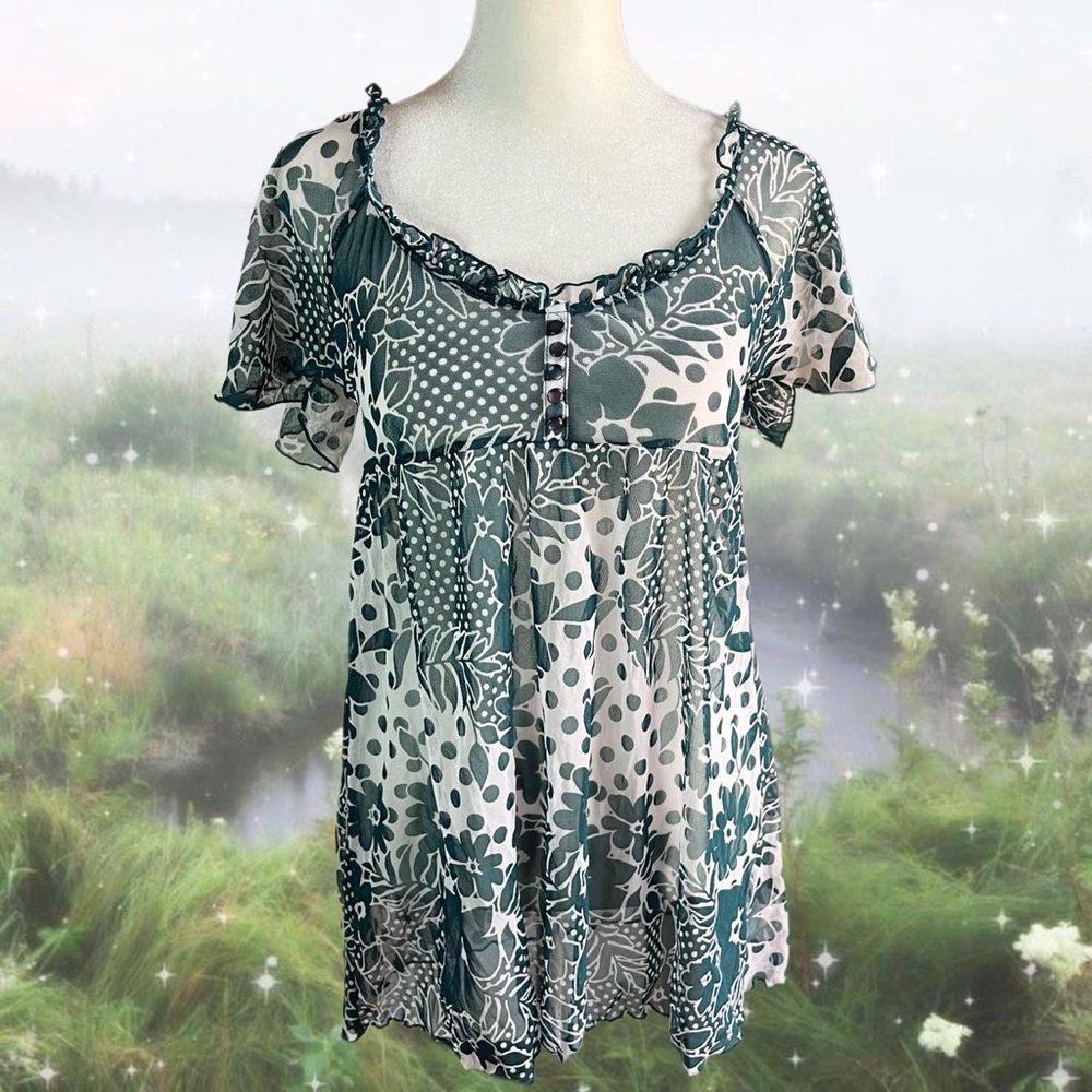 floral sheer mesh babydoll‎ dress